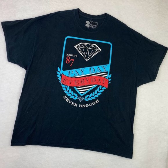 Men's Black Short Sleeve 2MONKEYS Pay Day Everyday Graphic Tee Sz. 3X T-Shirt - Picture 1 of 6
